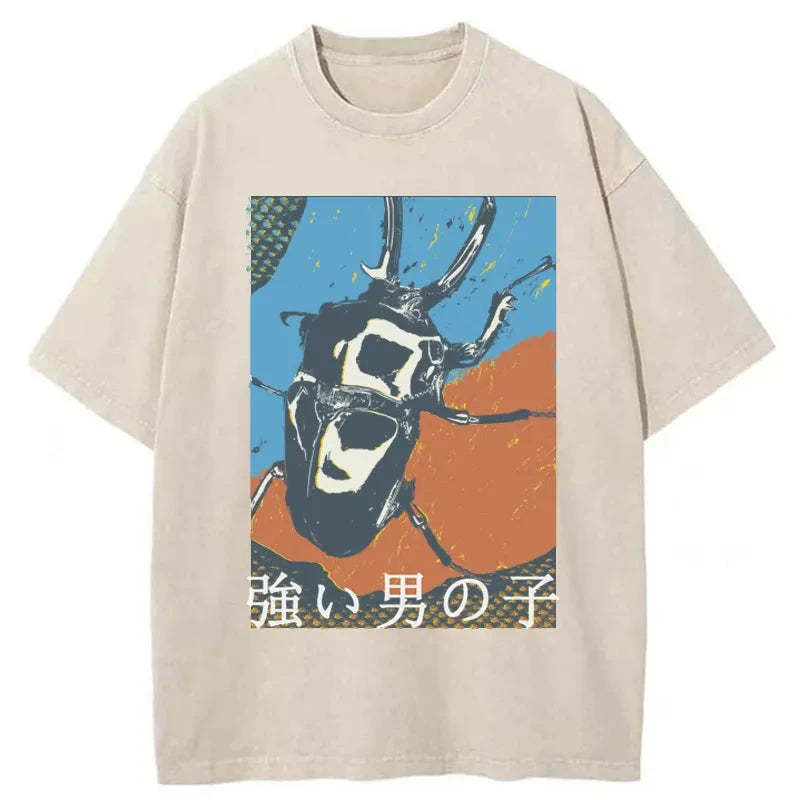 Tokyo-Tiger Strong Beetle Japanese Washed T-Shirt