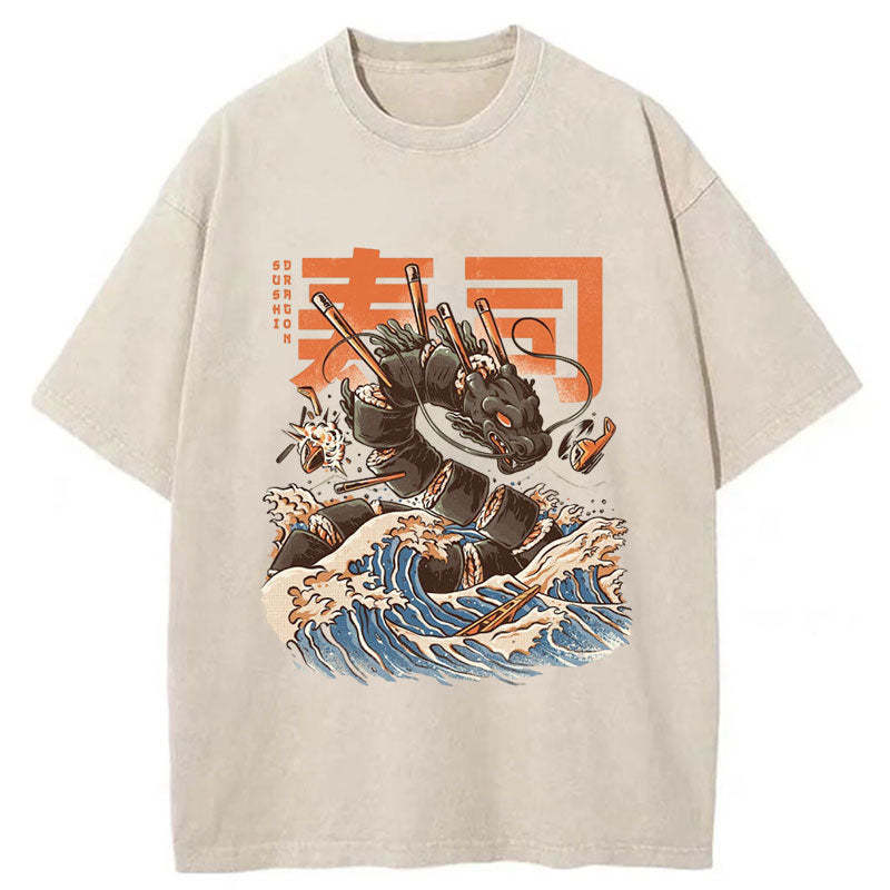 Tokyo-Tiger Great Sushi Dragon Washed T-Shirt
