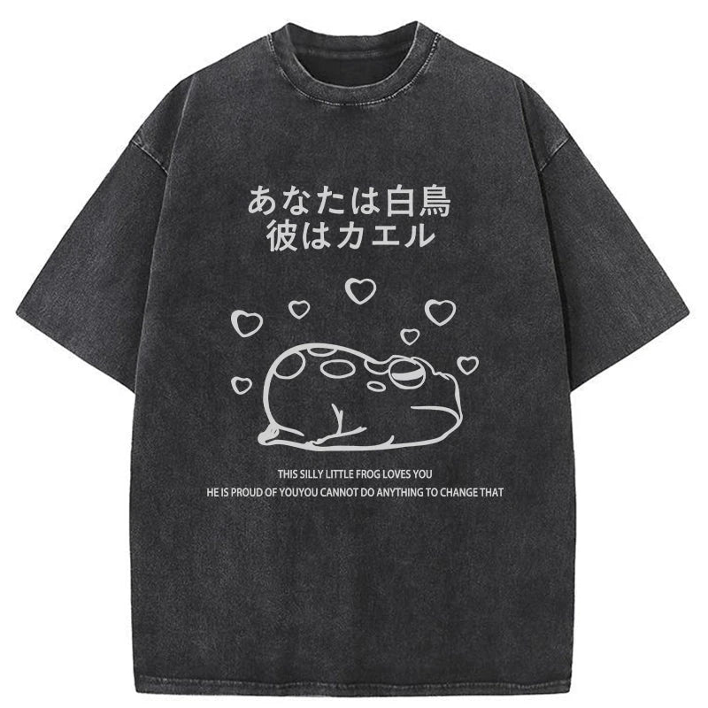 Tokyo-Tiger This Silly Little Frog Loves You Washed T-Shirt