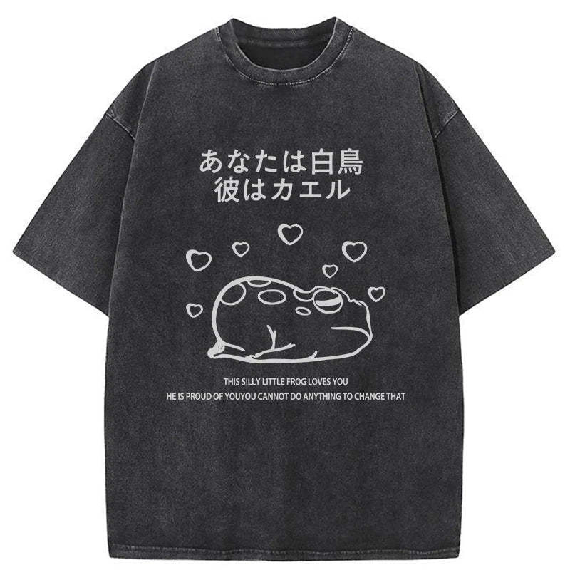 Tokyo-Tiger This Silly Little Frog Loves You Washed T-Shirt