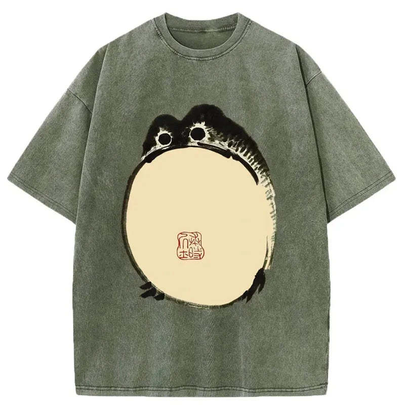 Tokyo-Tiger Grumpy Frog Japanese Washed T-Shirt Sale