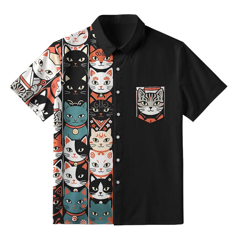 Tokyo-Tiger Japanese Cat Portrait Collection Button-up Shirt
