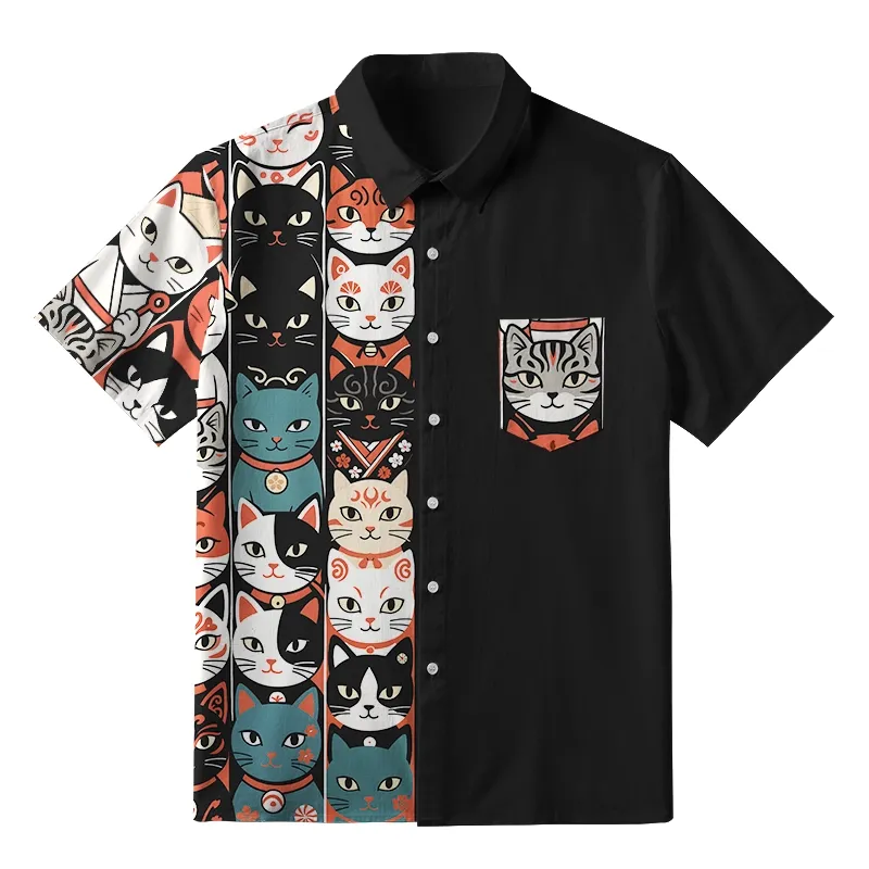 Tokyo-Tiger Japanese Cat Portrait Collection Button-up Shirt
