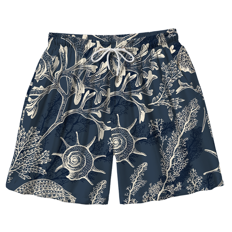 Tokyo-Tiger Conch Aloha Mens Swim Trunks