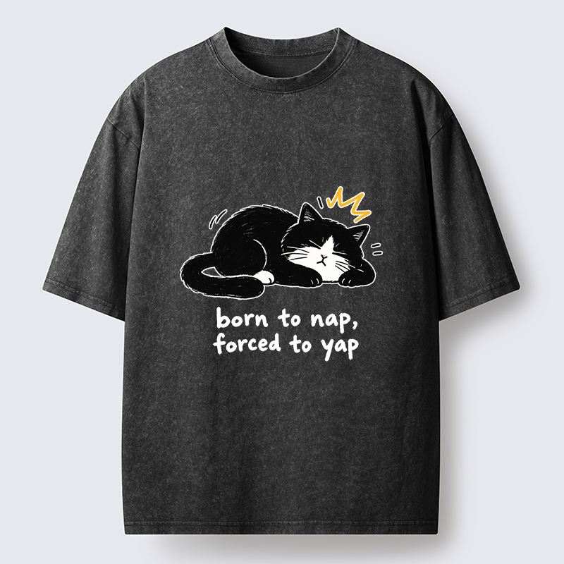 Tokyo-Tiger Cute Lazy Cat Funny Meme Washed T-Shirt