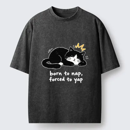 Tokyo-Tiger Cute Lazy Cat Funny Meme Washed T-Shirt