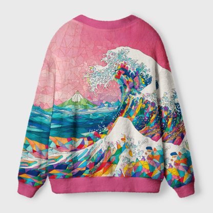 Tokyo-Tiger Colorful Prismatic Wave Ugly Cardigan Sweater