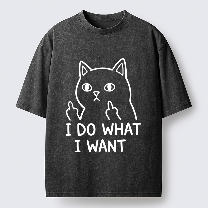 Tokyo-Tiger Funny Cat Freedom Vibe Washed T-Shirt
