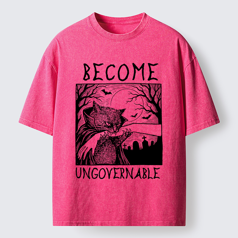 Tokyo‑Tiger Creepy Night Cat Washed T‑Shirt