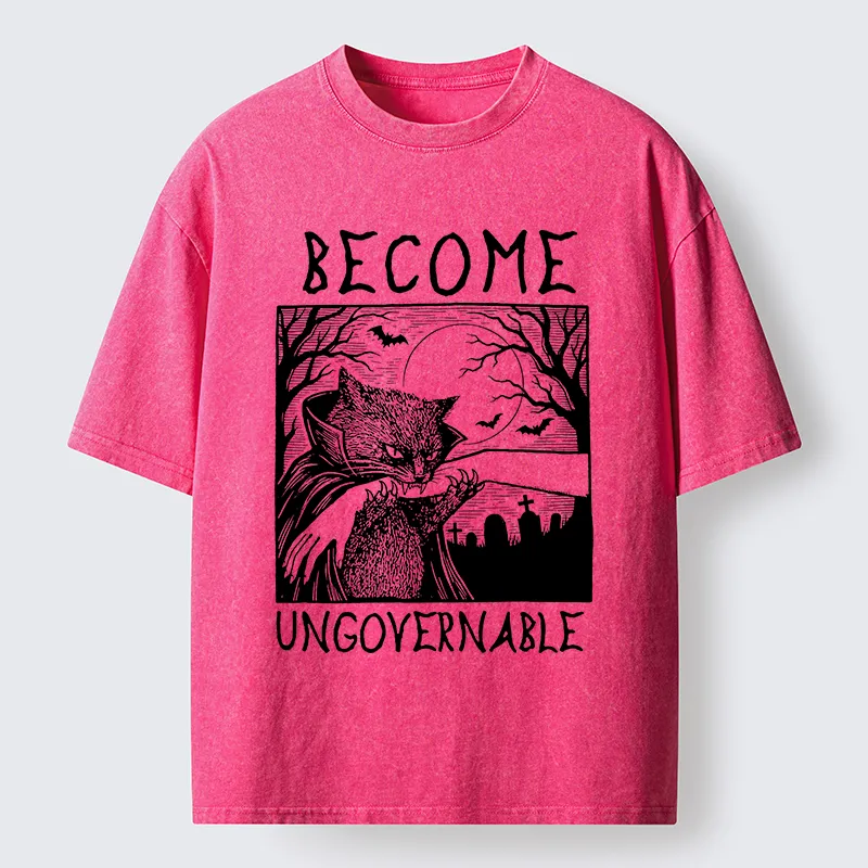 Tokyo‑Tiger Creepy Night Cat Washed T‑Shirt