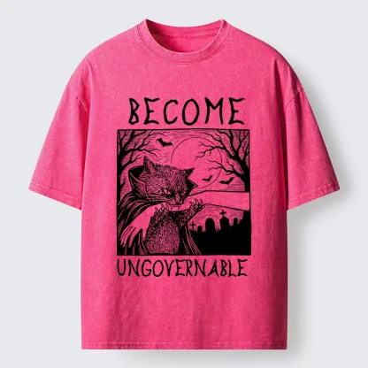 Tokyo‑Tiger Creepy Night Cat Washed T‑Shirt