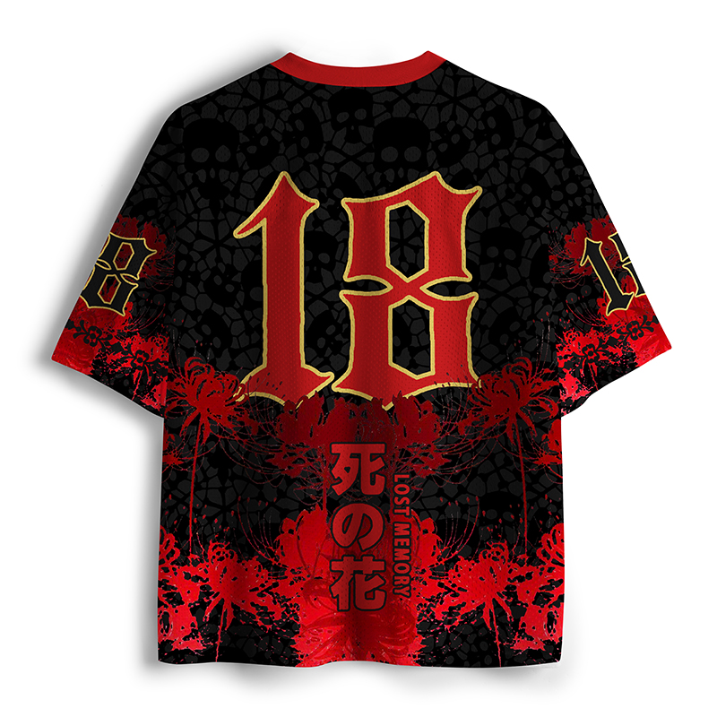 Tokyo-Tiger Dark Goth Spider Lily Skull Art Mesh Jersey