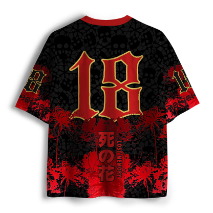 Tokyo-Tiger Dark Goth Spider Lily Skull Art Mesh Jersey
