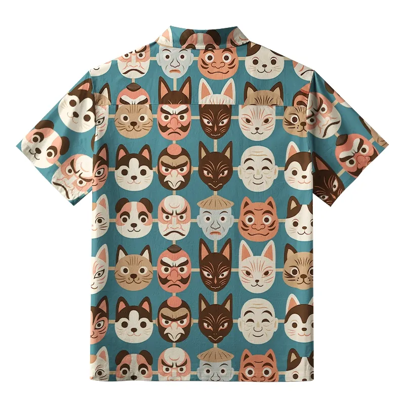 Tokyo-Tiger Japanese Mask Collection Aloha Hawaiian Shirt