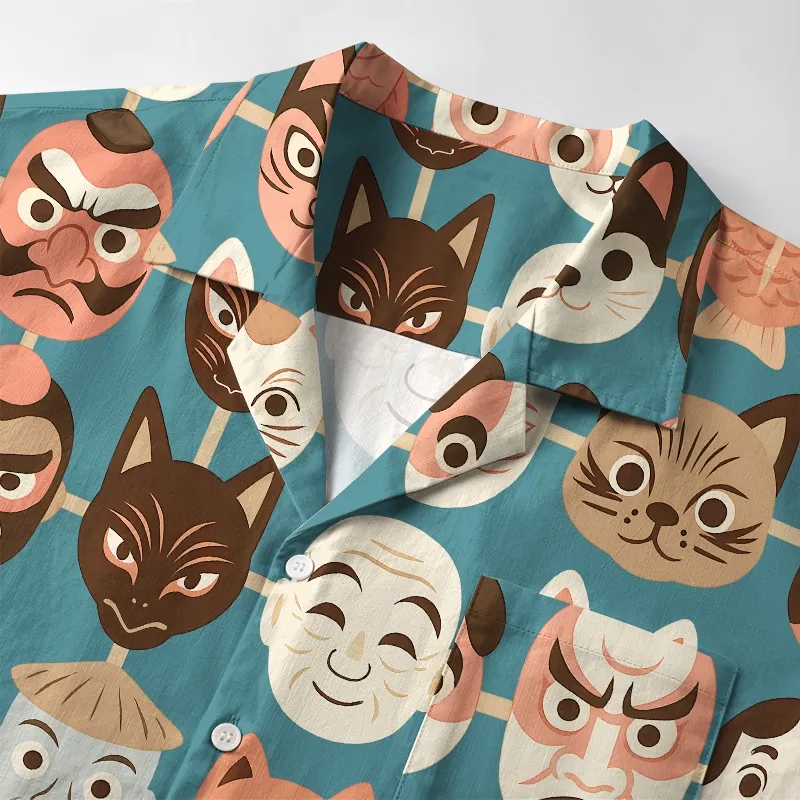 Tokyo-Tiger Japanese Mask Collection Aloha Hawaiian Shirt