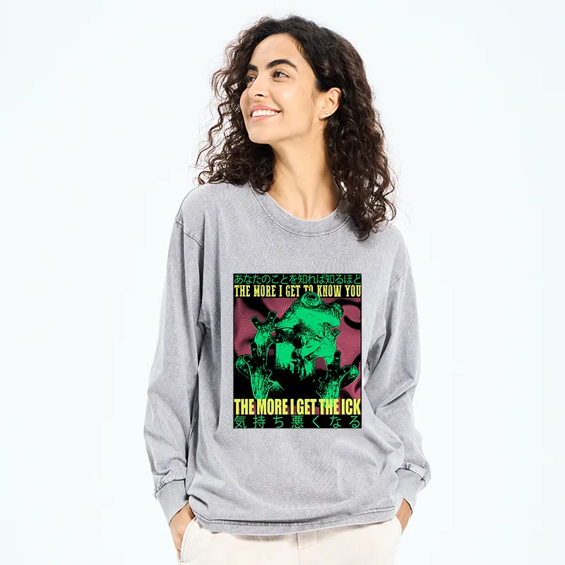 Tokyo-Tiger Scary Frog Japanese Washed Long Sleeve T-Shirt