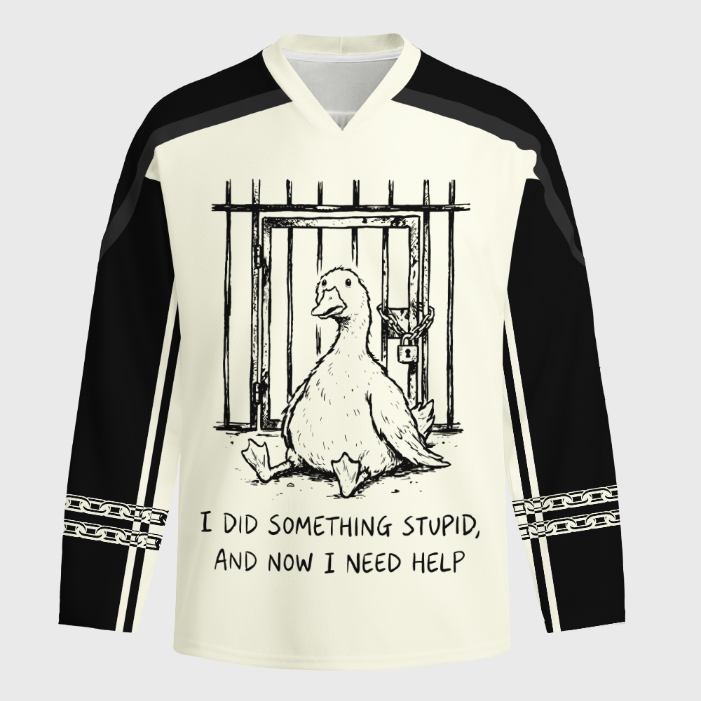 Tokyo-Tiger Funny Jail Duck Long-Sleeve Hockey Jersey