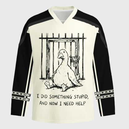 Tokyo-Tiger Funny Jail Duck Long-Sleeve Hockey Jersey