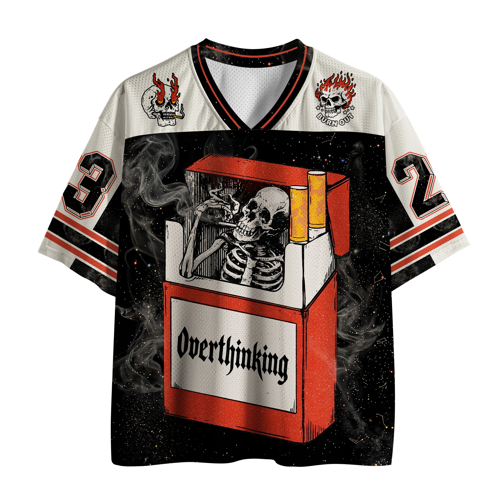 Tokyo-Tiger Funny Skeleton: Overthinking Mesh Jersey