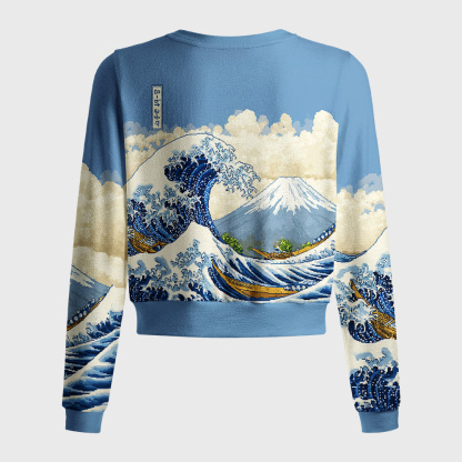 Tokyo-Tiger Cartoon Ukiyo-e Waves Women's Lightweight Cardigan
