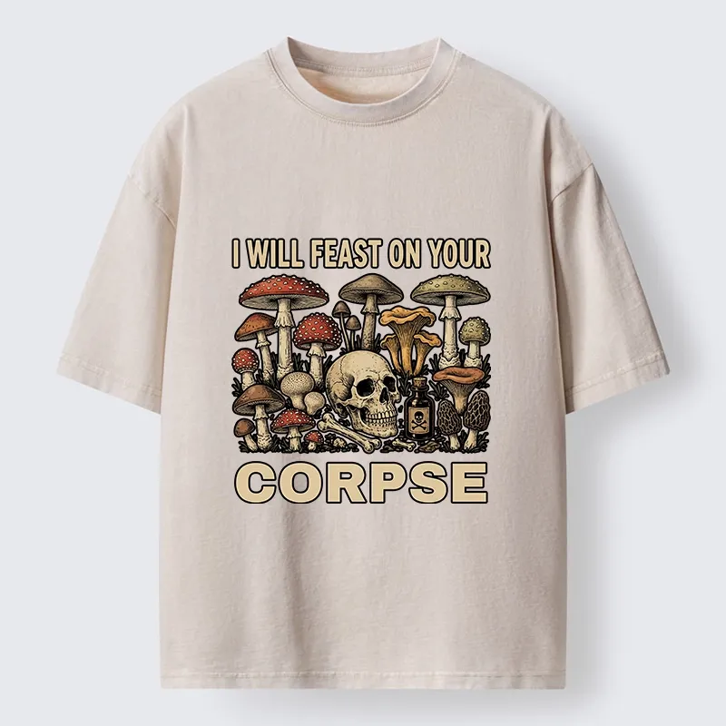 Tokyo‑Tiger Funny Mushroom Skull Washed T‑Shirt