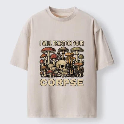 Tokyo‑Tiger Funny Mushroom Skull Washed T‑Shirt