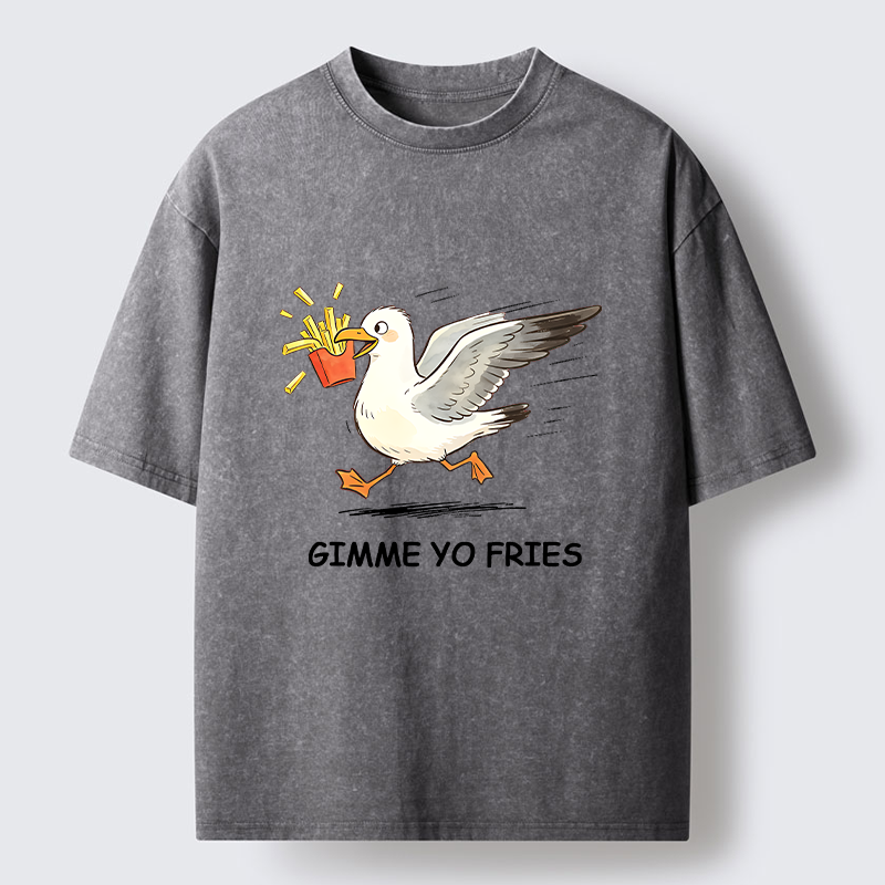 Tokyo-Tiger Funny Seagull Fries Meme Washed T-Shirt
