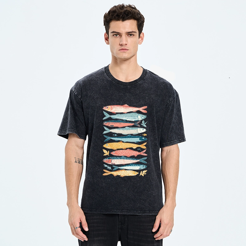 Tokyo-Tiger Beautiful Colorful Fish In The Sea Washed T-Shirt