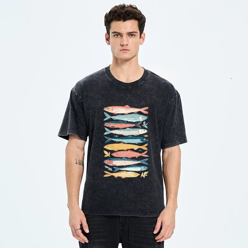 Tokyo-Tiger Beautiful Colorful Fish In The Sea Washed T-Shirt