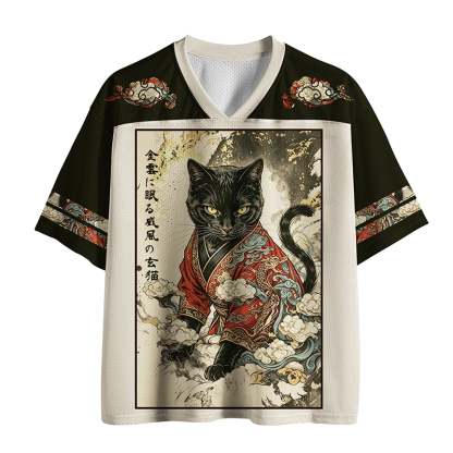 Tokyo-Tiger Traditional Robe Cat Art  Mesh Jersey