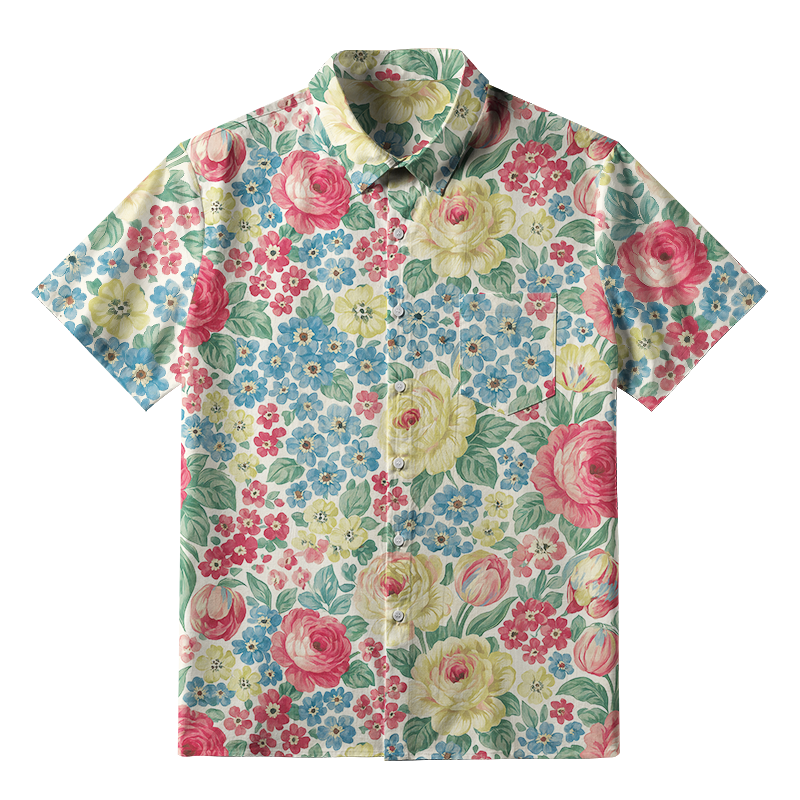 Tokyo-Tiger Vivid Floral Button-up Shirt