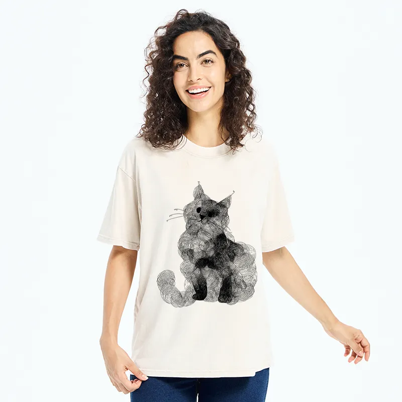 Tokyo-Tiger Whorls Of A Cat Washed T-Shirt