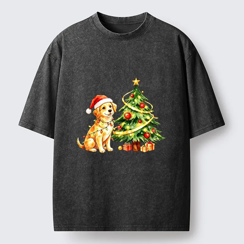 Tokyo‑Tiger Christmas Dog Vibe Washed T‑Shirt