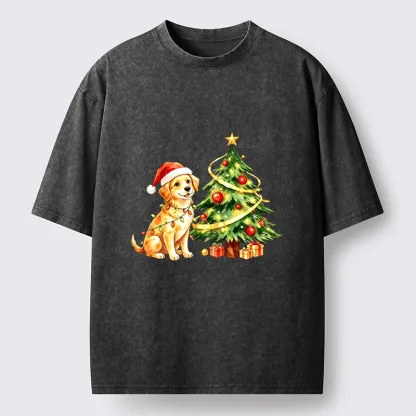 Tokyo‑Tiger Christmas Dog Vibe Washed T‑Shirt