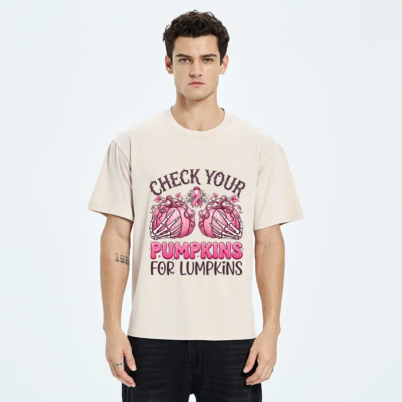 Tokyo-Tiger Halloween Pumpkin Breast Cancer Awareness Washed T-Shirt