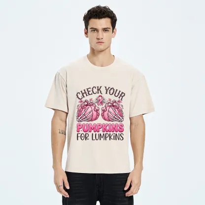 Tokyo-Tiger Halloween Pumpkin Breast Cancer Awareness Washed T-Shirt