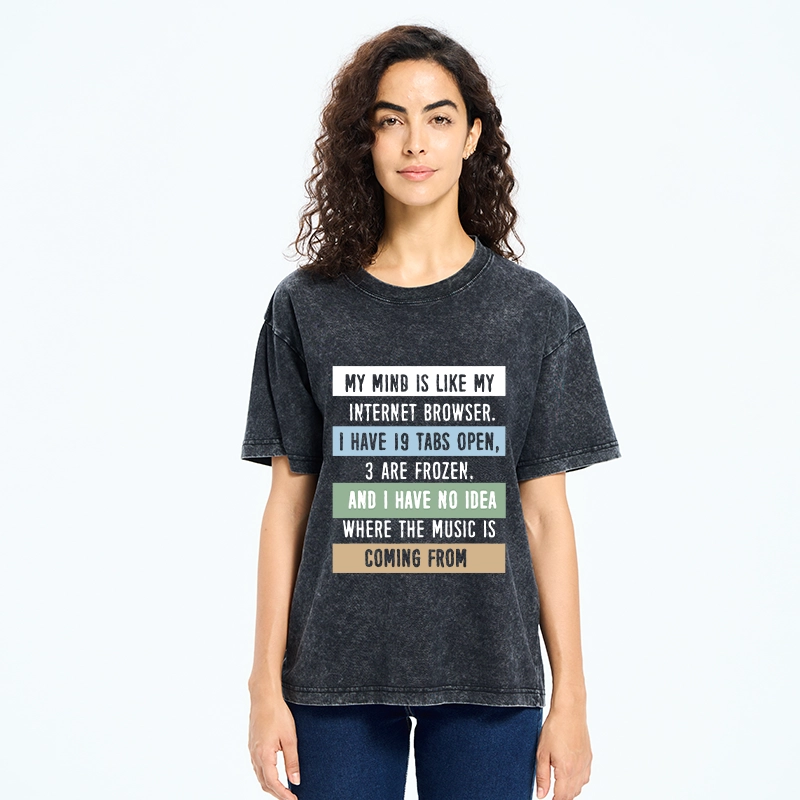 Tokyo-Tiger Funny Brain Tab Meme Washed T-Shirt