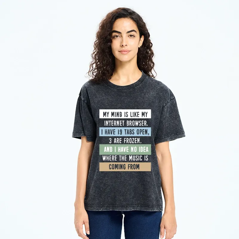 Tokyo-Tiger Funny Brain Tab Meme Washed T-Shirt