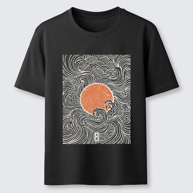 Tokyo-Tiger Ukiyo-e Sun And Waves Classic T-Shirt