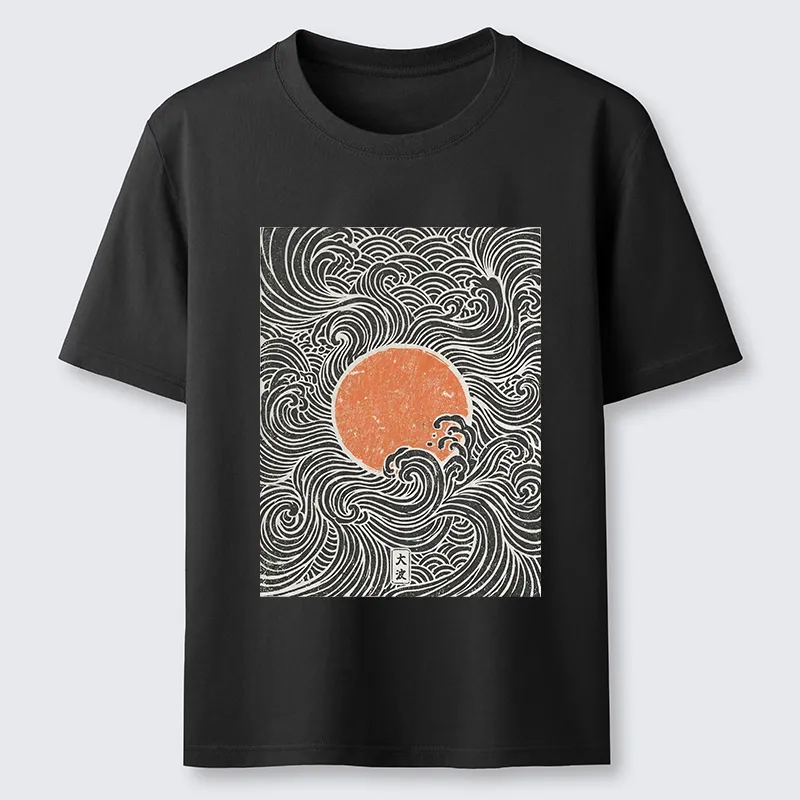 Tokyo-Tiger Ukiyo-e Sun And Waves Classic T-Shirt