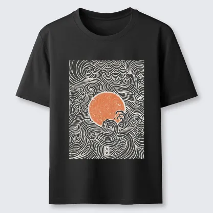 Tokyo-Tiger Ukiyo-e Sun And Waves Classic T-Shirt
