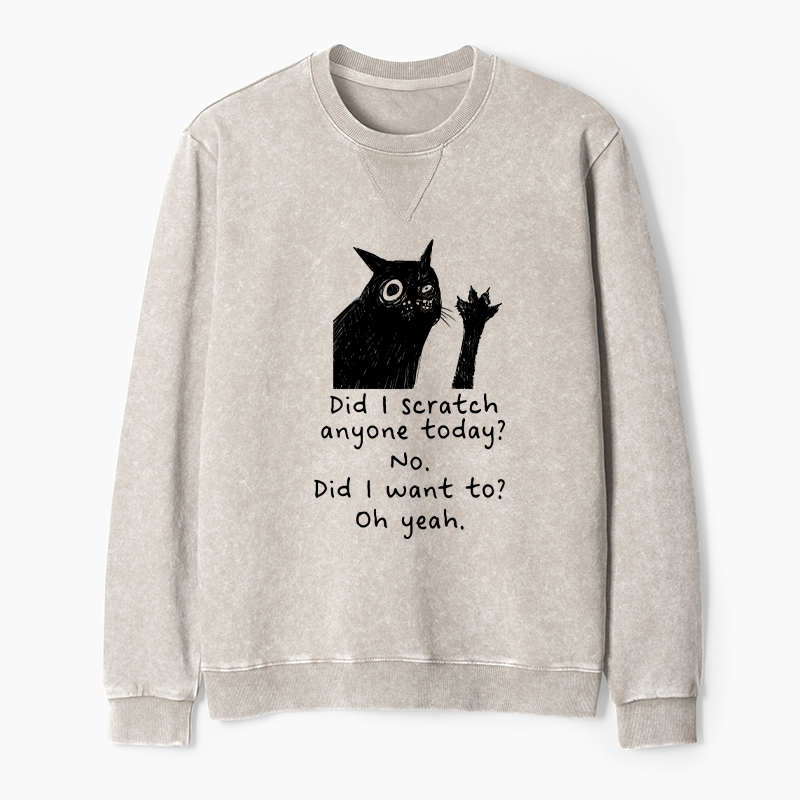 Tokyo-Tiger Black Cat Scratches People Washed Terry Sweatshirt