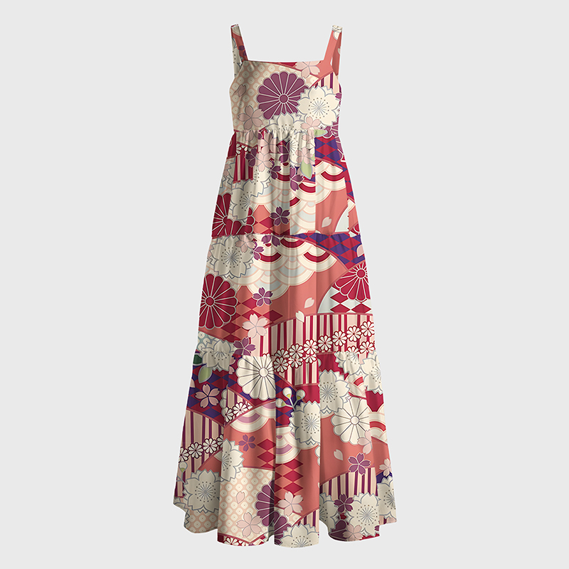 Tokyo-Tiger A Floral Fusion Maxi Dress