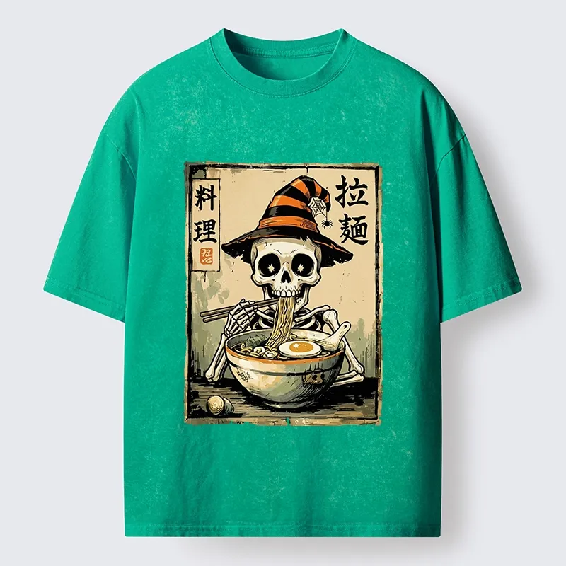 Tokyo‑Tiger Funny Skull Ramen Washed T‑Shirt