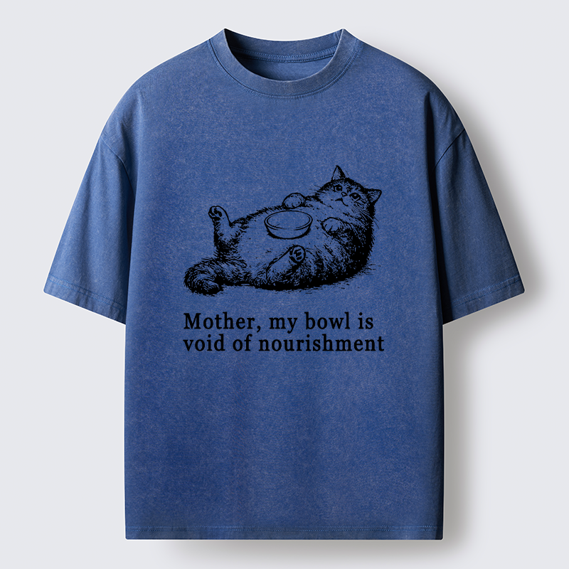 Tokyo‑Tiger Hungry Fat Cat Funny Washed T‑Shirt