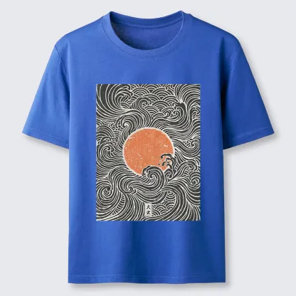 Tokyo-Tiger Ukiyo-e Sun And Waves Classic T-Shirt