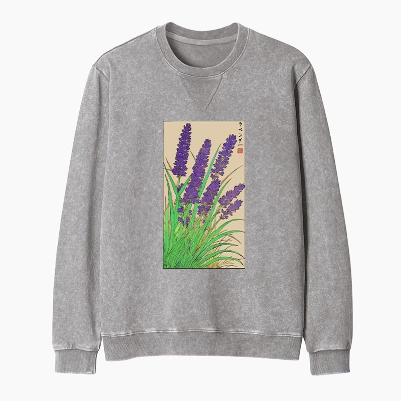Tokyo-Tiger Japanese Lavender Washed Terry Sweatshirt