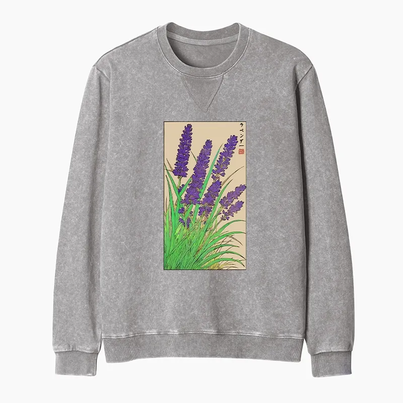Tokyo-Tiger Japanese Lavender Washed Terry Sweatshirt