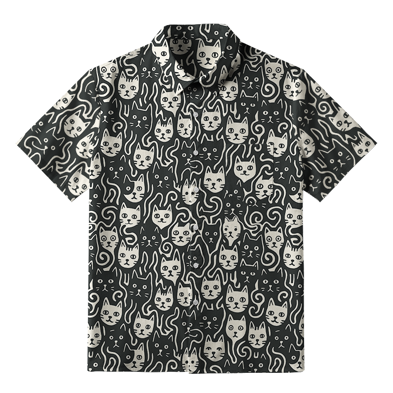 Tokyo-Tiger Cute Feline Gathering Button-up Shirt