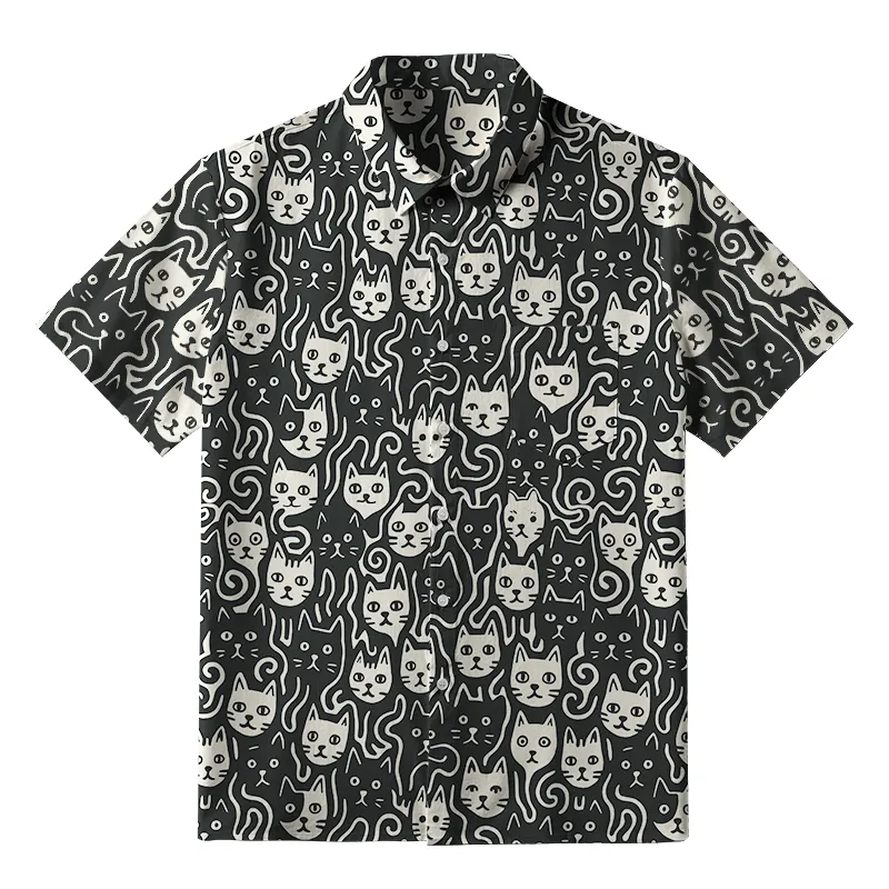 Tokyo-Tiger Cute Feline Gathering Button-up Shirt